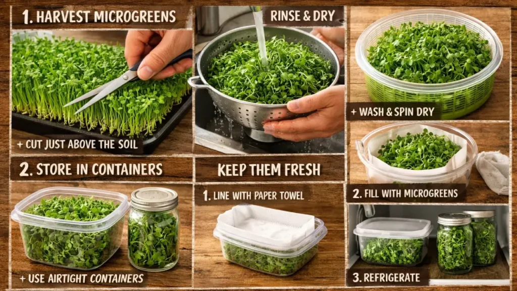 Harvesting and Storing Microgreens.