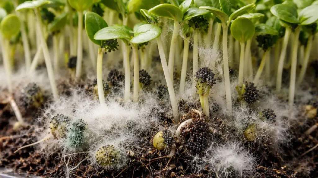 Mould growth upon microgreens